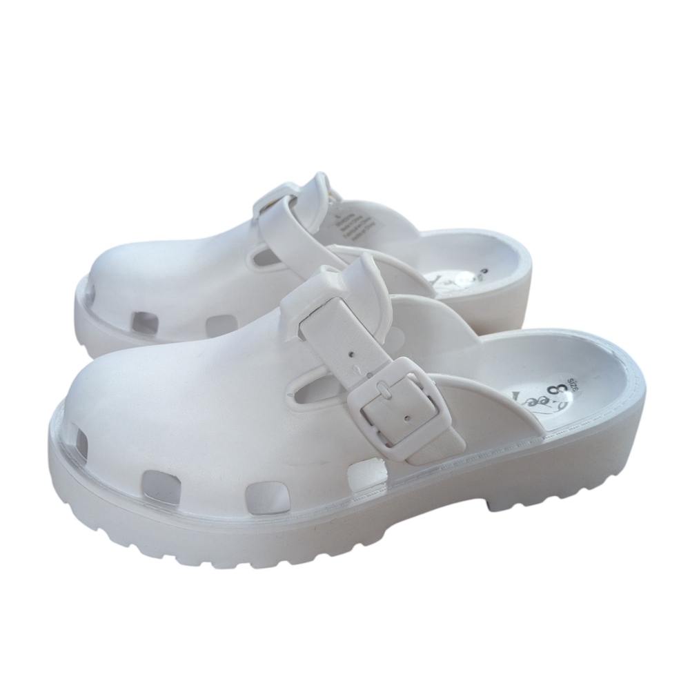 Free People Karlie Buckle Clogs White Size 8 - Picture 9 of 9